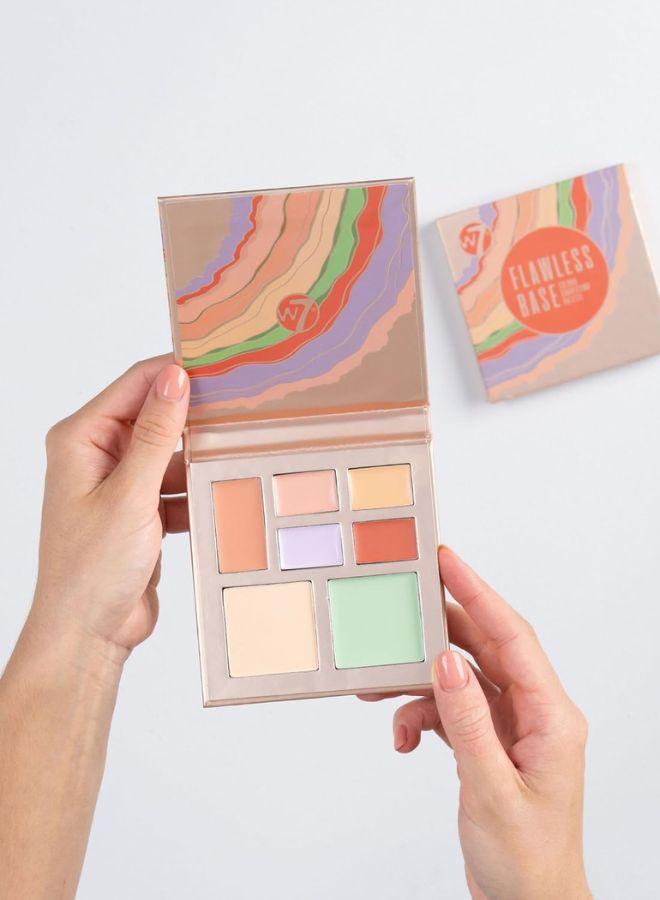 W7 Flawless Base Cream Colour Correcting Palette - 7 Shades to Improve Skin Discolouration & Imperfections