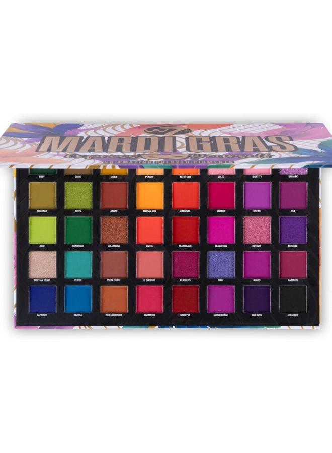 W7 Mardi Gras Pressed Pigment Palette - 40 High Impact Party Colours - Flawless Long-Lasting Bold Makeup