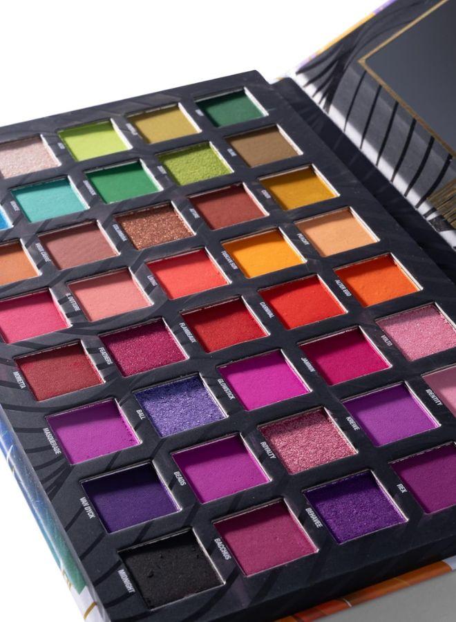 W7 Mardi Gras Pressed Pigment Palette - 40 High Impact Party Colours - Flawless Long-Lasting Bold Makeup