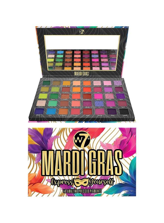W7 Mardi Gras Pressed Pigment Palette - 40 High Impact Party Colours - Flawless Long-Lasting Bold Makeup