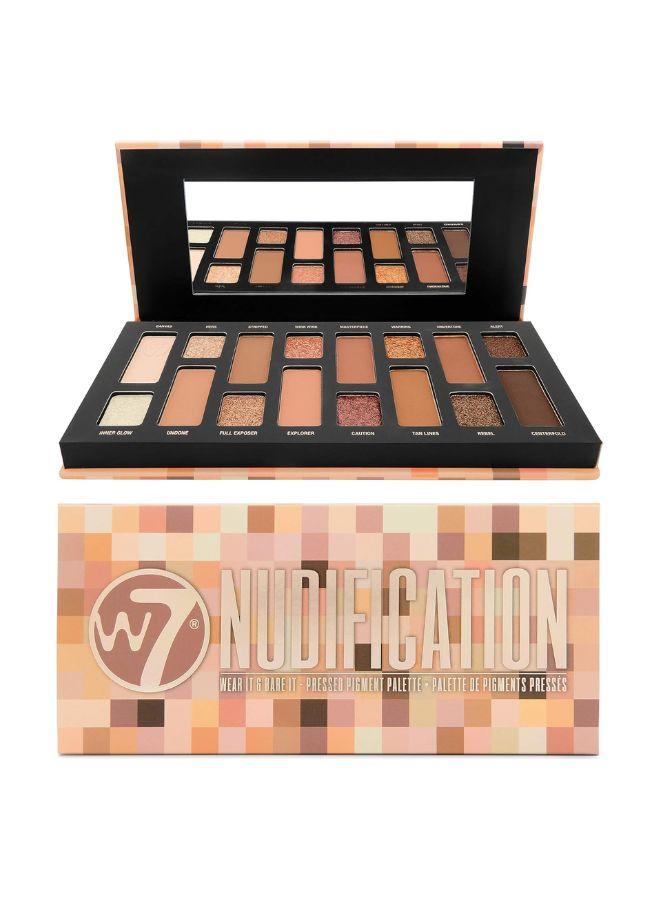 W7 Nudification Pressed Pigment Palette - 16 High Impact Nude Colors - Flawless Long-Lasting Glam Makeup