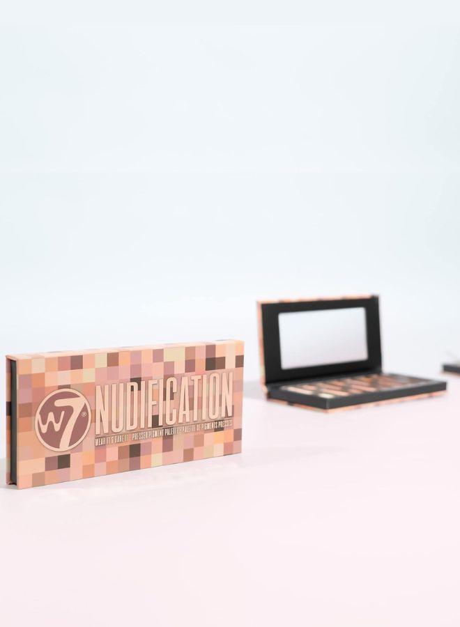 W7 Nudification Pressed Pigment Palette - 16 High Impact Nude Colors - Flawless Long-Lasting Glam Makeup